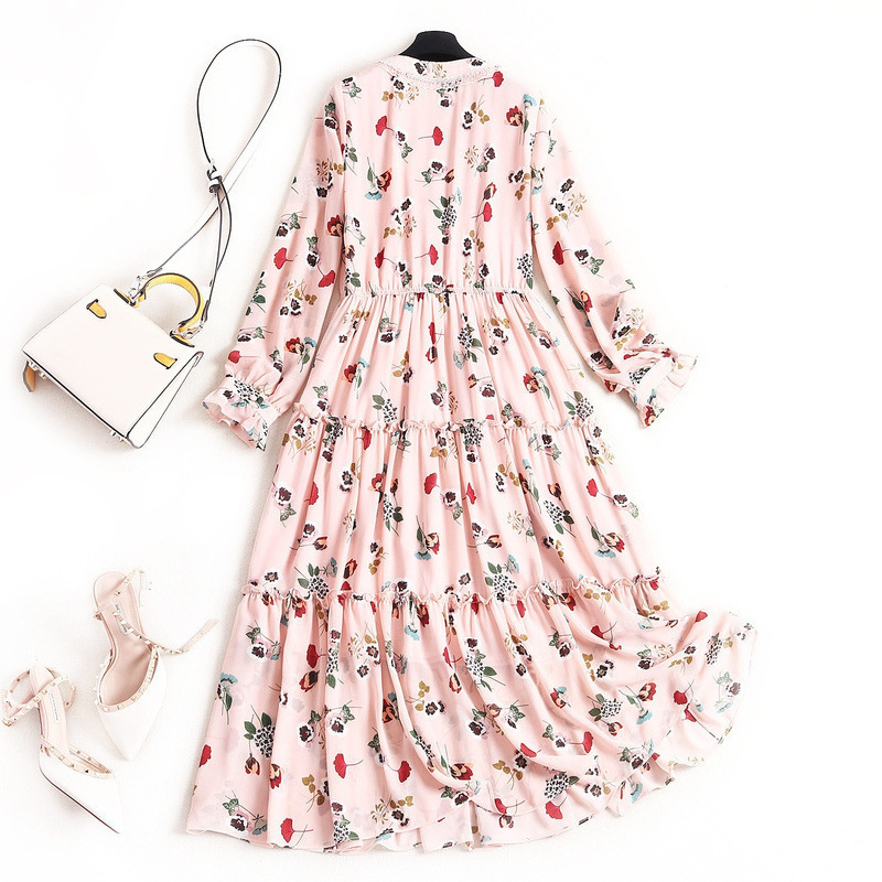High Quality Luxury Women Printed Floral Dresses Long Sleeve V-neck Lace Shredded Fine Lady Aline Party Dress Dg7v, Pink.
High Quality Luxury Women Printed Floral Dresses Long Sleeve V-neck Lace Shredded Fine Lady Aline Party Dress Dg7v, Pink.