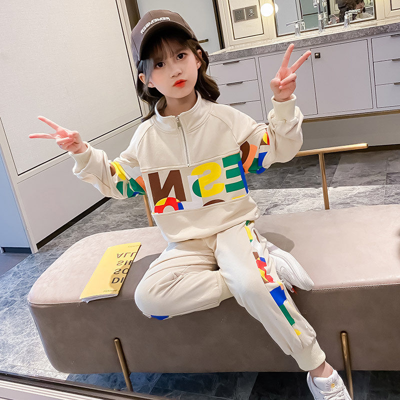 Girls Online Celebrity Set 2020 New Style Korean-style Western Style CHILDREN'S Garment Big Kid GIRL'S Loose SpoX1019