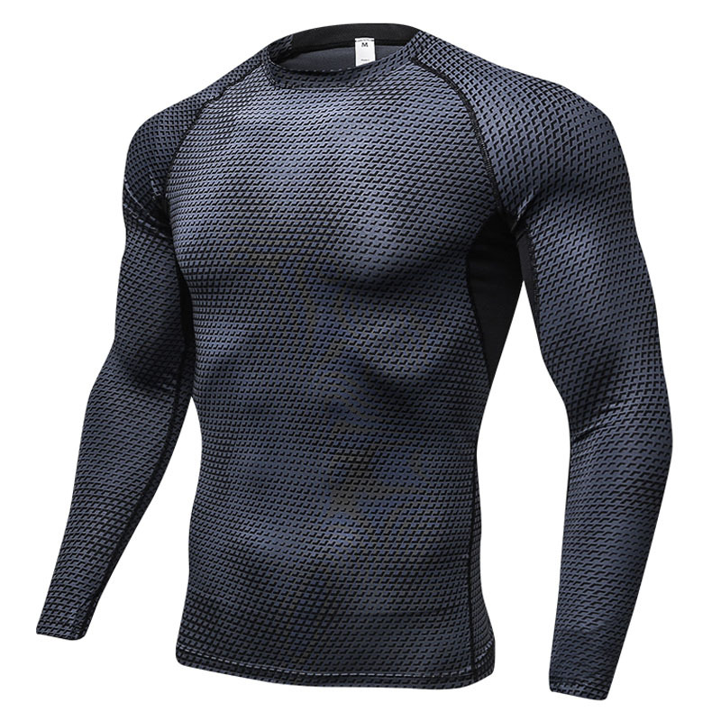 3D Print T-Shirt Men's Running Shirt Compression Tights Breathable Long Sleeve Sports Rashguard Jersey Free Shipping