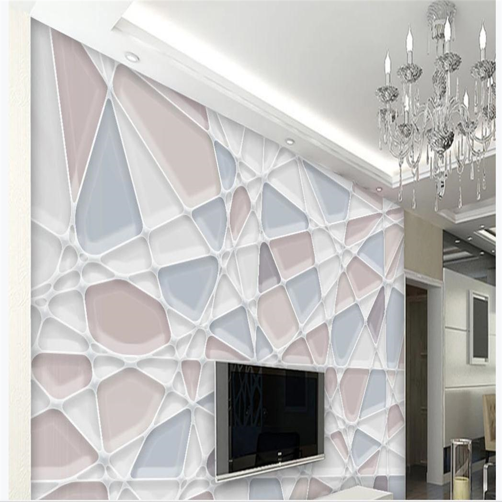 Modern minimalist line square art TV background wall 3d murals wallpaper for living room