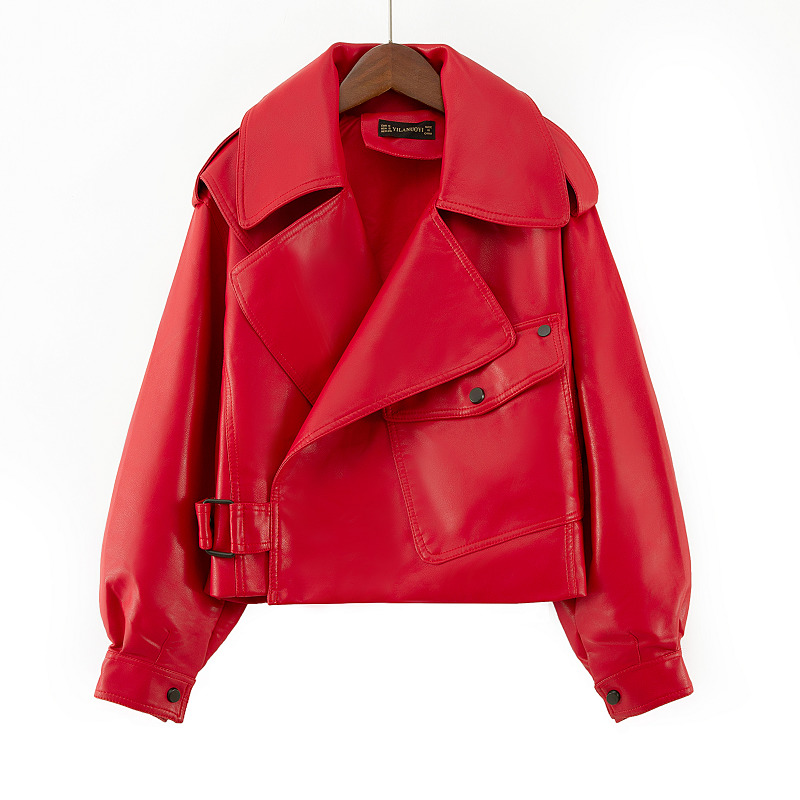 2021 New Women Autumn Winter From Female Plutonium Turn Down Collar Biker Jacket High Street Leather Jackets KN6Y, Red
2021 New Women Autumn Winter From Female Plutonium Turn Down Collar Biker Jacket High Street Leather Jackets KN6Y, Red