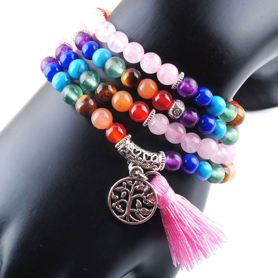 WOJIAER 108 Meditation Multi-layer Long Strands Bracelets 7 Chakra Yoga Natural Round Rose Quartz Mala Beads Life Tree Tassel Jewelry K3208
WOJIAER 108 Meditation Multi-layer Long Strands Bracelets 7 Chakra Yoga Natural Round Rose Quartz Mala Beads Life Tree Tassel Jewelry K3208