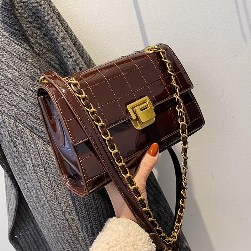 Luxury Lacquered Leather Crossbody Bag Fashion Women Lattice Chain Messenger Bag Lock Handbag Lady Small Flap Plaid Shoulder, Black
Luxury Lacquered Leather Crossbody Bag Fashion Women Lattice Chain Messenger Bag Lock Handbag Lady Small Flap Plaid Shoulder, Black