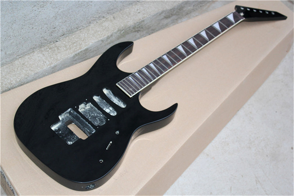 Real Pictures 6 strings Semi-finished Black Body Electric Guitar with Tremolo Bridge Hole,Rosewood Fingerboard,offer customize от DHgate WW