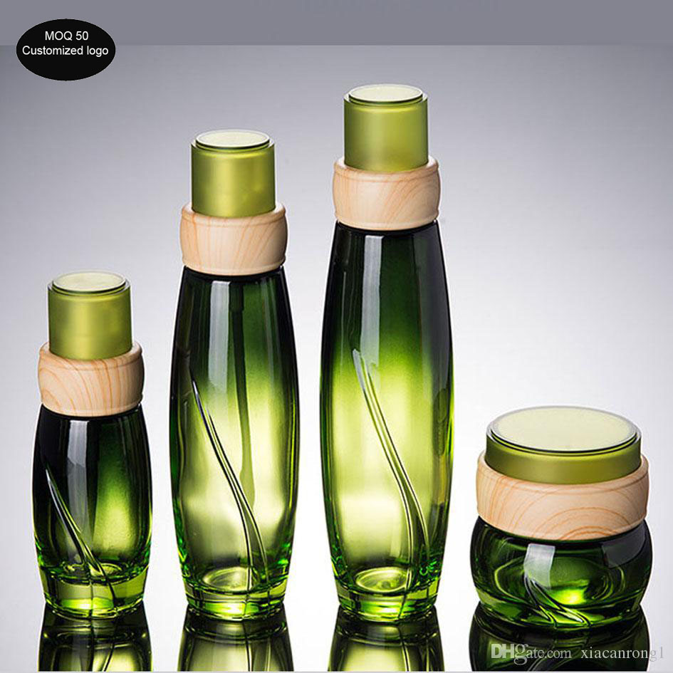 40ml 100ml 120ml 50pcs/lot green glass bottle with press pump wooden shape lid pump lotion bottles for cosmetic packing
40ml 100ml 120ml 50pcs/lot green glass bottle with press pump wooden shape lid pump lotion bottles for cosmetic packing