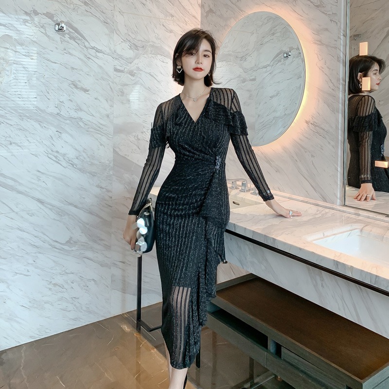 2021 New Beautiful fashionable ladies long sleeves, night club dressed in women's dresses. Y8VB, Black
2021 New Beautiful fashionable ladies long sleeves, night club dressed in women's dresses. Y8VB, Black