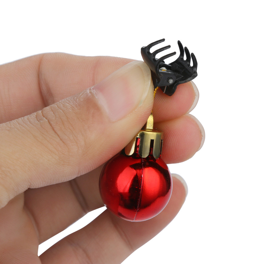 12pcs Christmas Ball Ornaments Baubles Clips Shiny Easy Attach High Gloss Facial Hair Clips Beard Bauble For Events Party