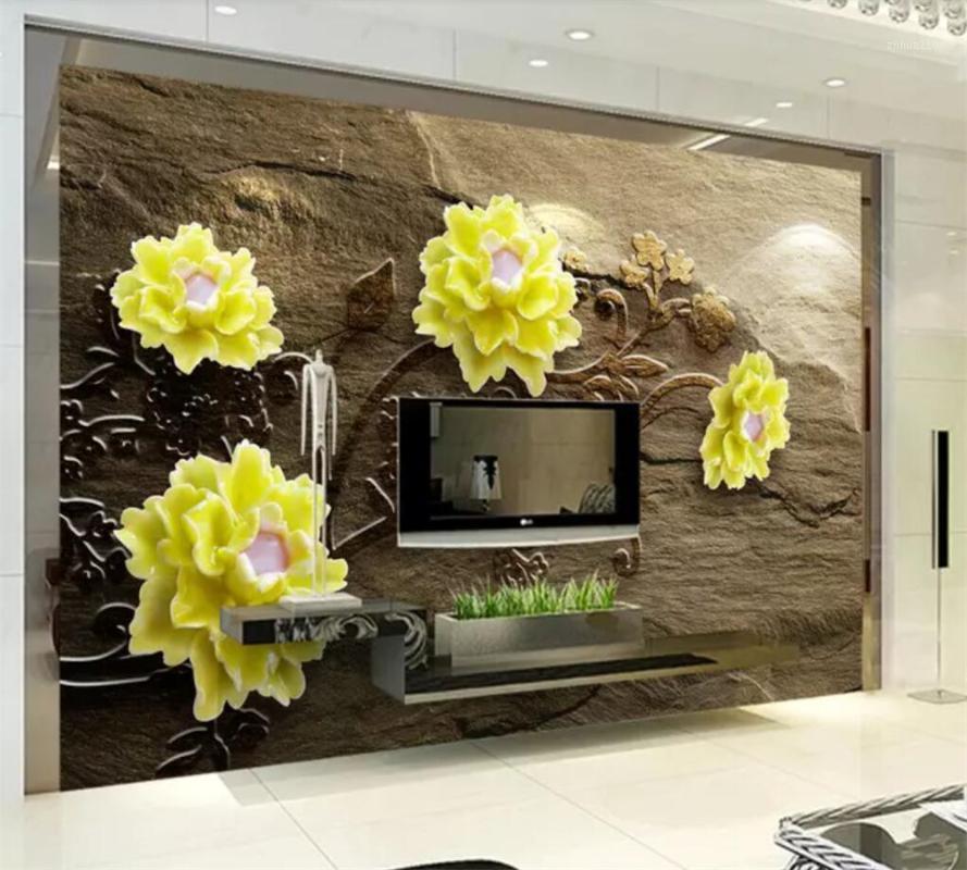 Custom photo murals 3d wallpaper embossed peony marble TV background living room bedroom restaurant papel de parede 3D wallpaper1, As pic 
Custom photo murals 3d wallpaper embossed peony marble TV background living room bedroom restaurant papel de parede 3D wallpaper1, As pic