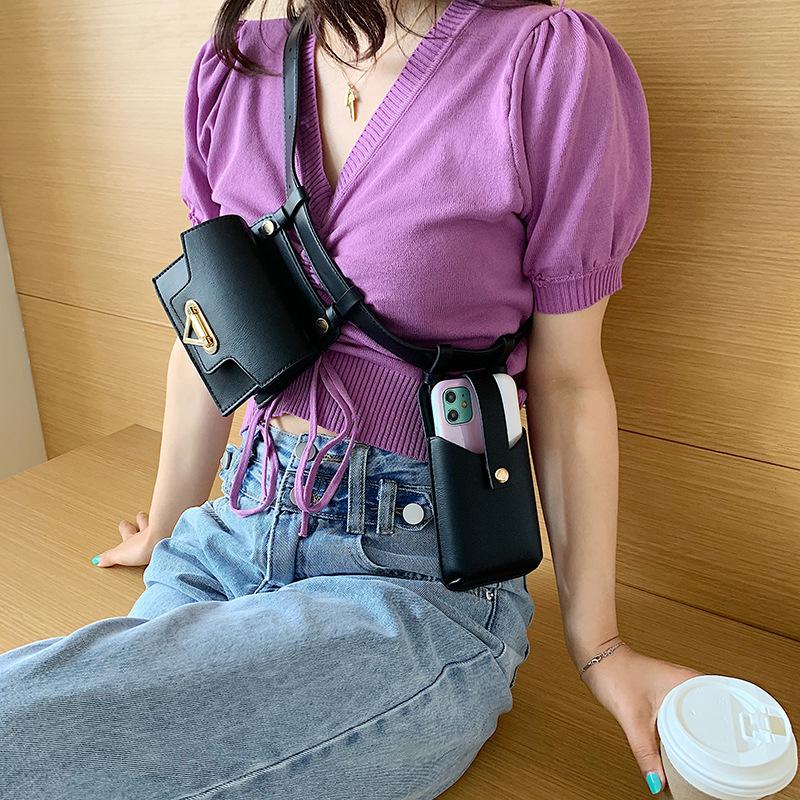 2021 European and American style belt style handbags trendy personality net red solid color belt mobile phone bag dual-use, Black
2021 European and American style belt style handbags trendy personality net red solid color belt mobile phone bag dual-use, Black