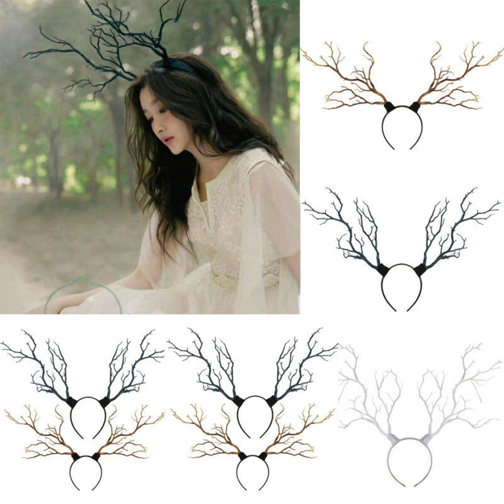 

Gothic Antler Butterfly Headdress Deer Horn Tree Branches Headband Jewelry Vintage Wedding Cosplay Halloween Accessories
