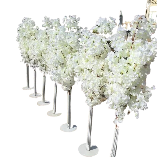 1.5M 5feet Height white Artificial Cherry Blossom Tree Roman Column Road Leads For Wedding Mall Opened Props