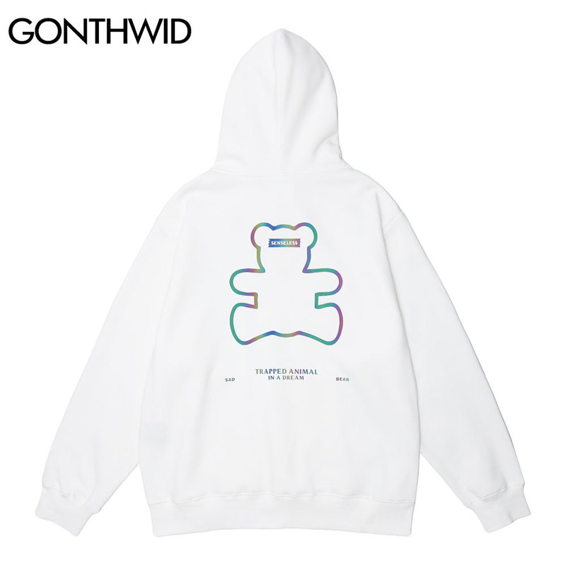 Bear Print Sweatshirts Streetwear Hip Hop Casual Harajuku Hoodies Men Women Street Fashion Hooded Pullover Tops Male, White
Bear Print Sweatshirts Streetwear Hip Hop Casual Harajuku Hoodies Men Women Street Fashion Hooded Pullover Tops Male, White