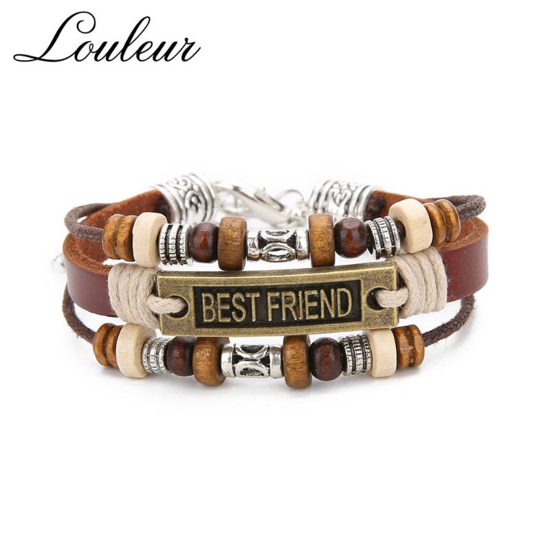 Charm Bracelets Louleur Multilayer Wooden Alloy Beads Genuine Leather Friend Retro Women Men's Wristband Bangles Male Jewelry
Charm Bracelets Louleur Multilayer Wooden Alloy Beads Genuine Leather Friend Retro Women Men's Wristband Bangles Male Jewelry