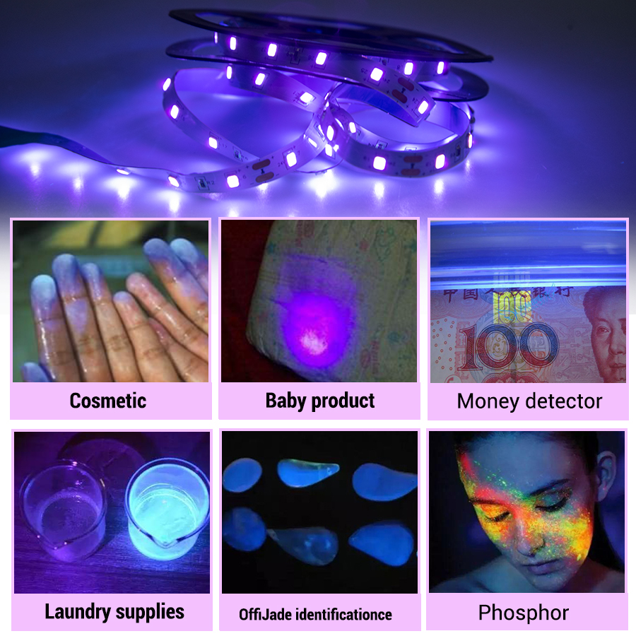 LED LED Strips Light Strip Flexible LED Strips Lights Ultraviolet UV Lamp 385-400nm Black Ligth 2835 SMD DC12V LEDRibbon For Glow Party S247102 s Ribb