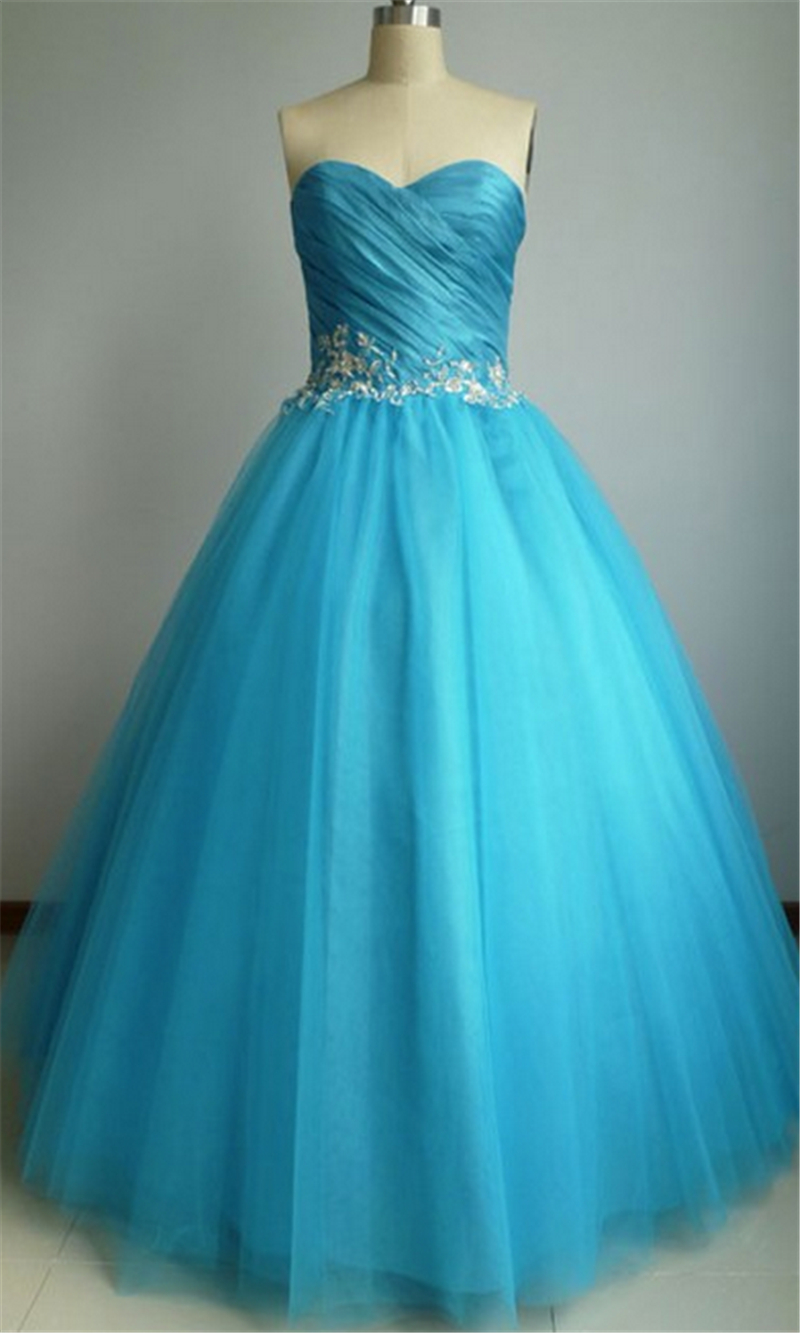 Ball Gown Blue Quinceanera Dresses 2020 Tulle Appliques Sweet 16 Long Evening Party Prom Gown Vestidos De 15 Anos