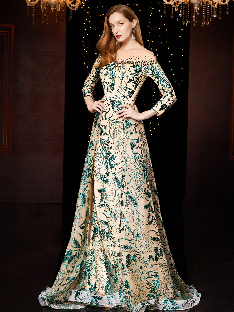 Evening Dress Woman Gas Market Queen 2019 Temperament Show Serve Banquet Long Fund Host Full Dress Woman, Green
Evening Dress Woman Gas Market Queen 2019 Temperament Show Serve Banquet Long Fund Host Full Dress Woman, Green