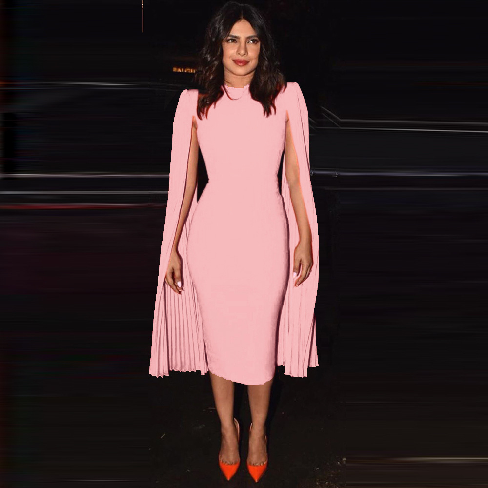 Hot Sale Tea Length Evening Dresses Pink Black Blue Bodycon Dresses Sheath 2021 Formal Party Gowns