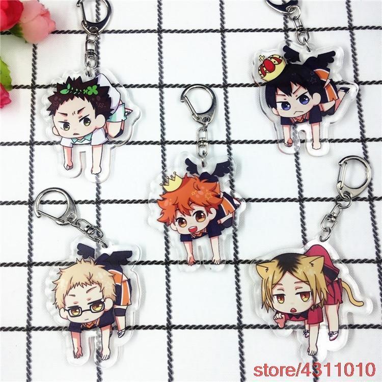 

Keychains Anime Haikyuu Keychain Cute Volley Boys Key Chain Ring Bag Pendant Acrylic Trinket Tobio Kageyama Hinata Shoyo Cosplay1