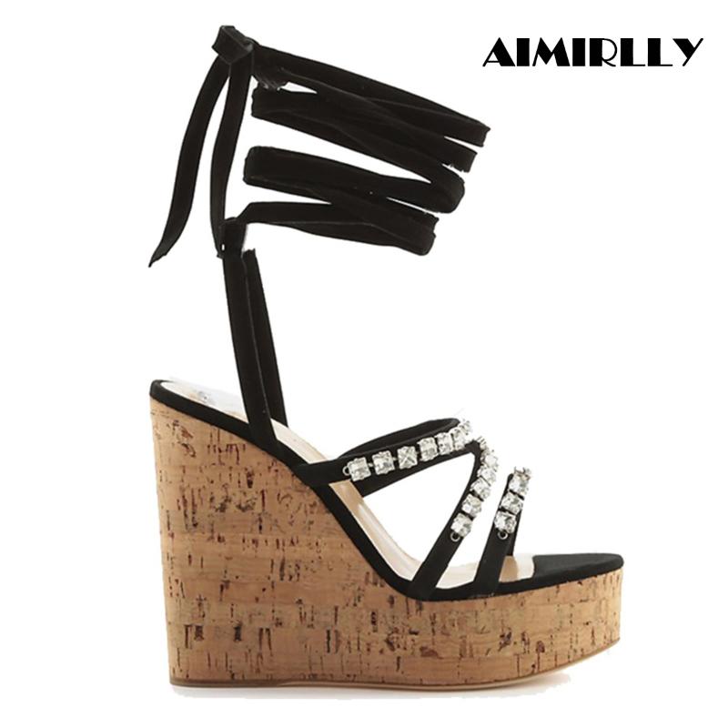 Summer Women's Shoes Cork Wedge Sky High Platform Sandals Strappy Rhinestone Lace Up Black Fashion
Summer Women's Shoes Cork Wedge Sky High Platform Sandals Strappy Rhinestone Lace Up Black Fashion