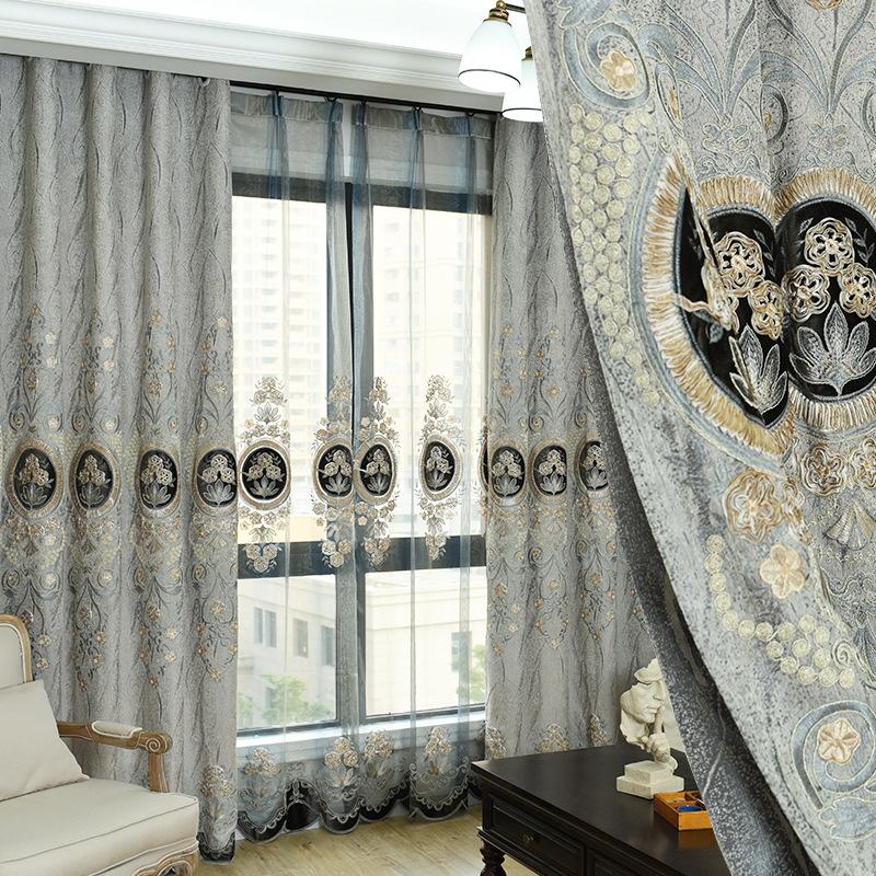 New Chenille Blackout Curtains Embroidered European Style Curtains Custom For Living Room Bedroom, Gray tulle
New Chenille Blackout Curtains Embroidered European Style Curtains Custom For Living Room Bedroom, Gray tulle