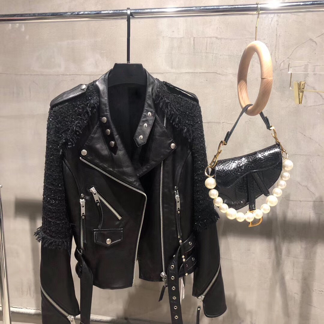 Women Autumn Zipper Casual Real Leather Jacket Soft Solid Motorcycle Sheepskin Jacket Fashion Streetwear Lady Slim Jacket 201030