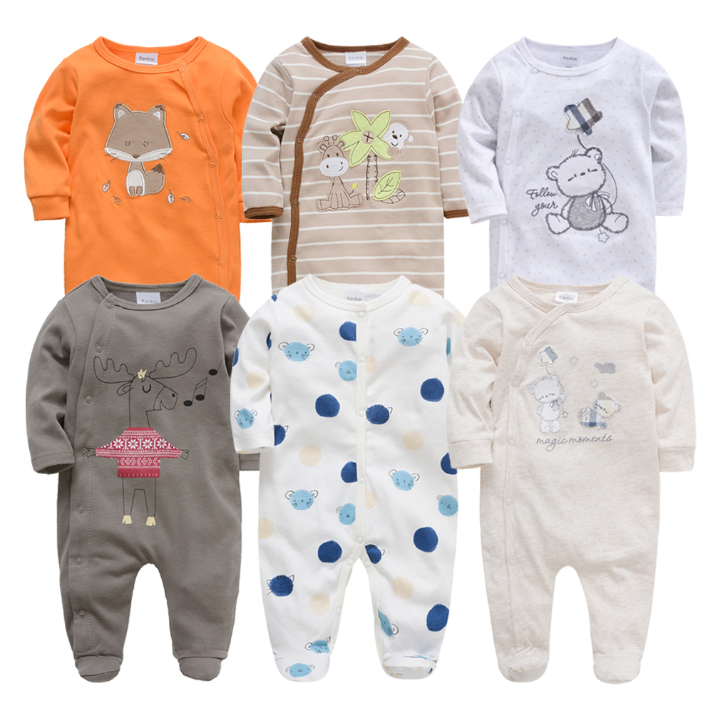 6Pcs 3PCS Baby Girls Rompers Long Sleeve Cute Summer Baby Clothes Cotton Newborn 0-12 months roupa de bebe Jumpsuit Outwear 201029