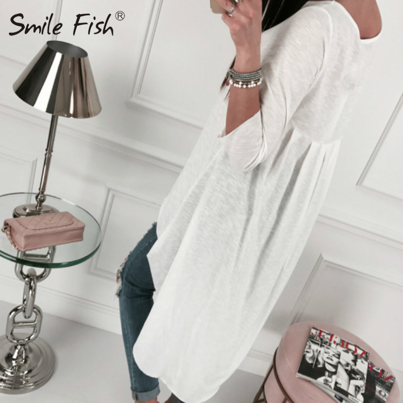 Asymmetrical Tunic Tops Women's Clothes Blouse O-neck Long Sleeve Top Irregular Blusas Loose Plus Size Autumn Shirts GV930 201029