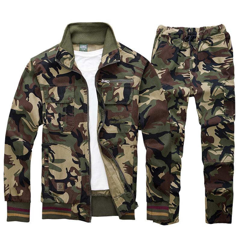 Autumn Men's Camouflage Cargo Jacket + Pants Sets Male Cotton Welding Anti-scald Wear-resistant Elastic Overalls Suit, Army green
Autumn Men's Camouflage Cargo Jacket + Pants Sets Male Cotton Welding Anti-scald Wear-resistant Elastic Overalls Suit, Army green