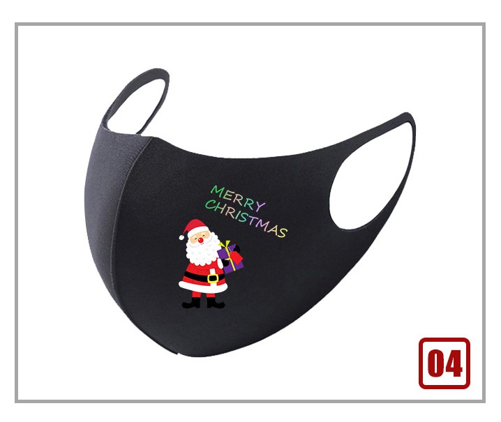 Black Christmas Masks Santa Claus Gift Printed Designer Masks Fashion cartoon cotton Mask new year Decoration 20 designs