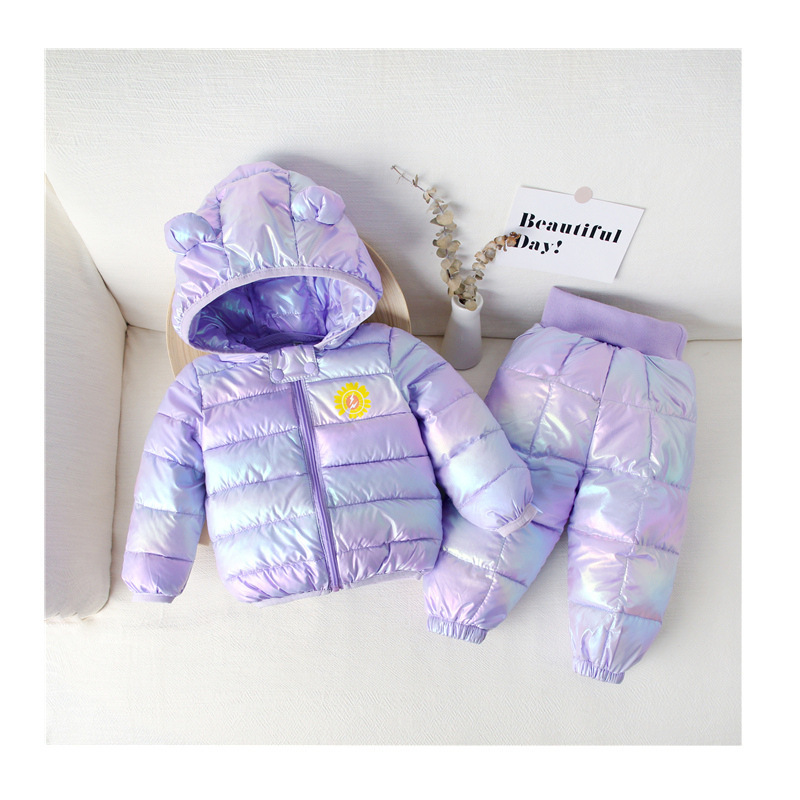 Baby Boys Coat Winter Cotton-padded Jacket Toddler Down Cotton Pants Outerwear Children Girls Snowsuit Clothes 2PCS SetX1019