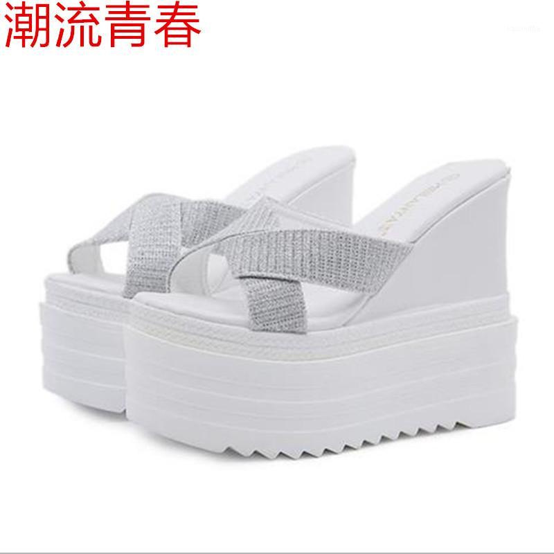 2020 Summer Women's Wedge Heel Cool Slippers Ultra - high 13 cm Women's Chunky Slippers Fashion Sequins Platform Shoes1, Black 
2020 Summer Women's Wedge Heel Cool Slippers Ultra - high 13 cm Women's Chunky Slippers Fashion Sequins Platform Shoes1, Black