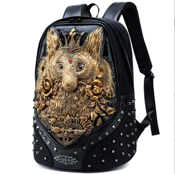 New Style 3D wolf head backpack special cool shoulder bags for teenage girls leather laptop boys school bags