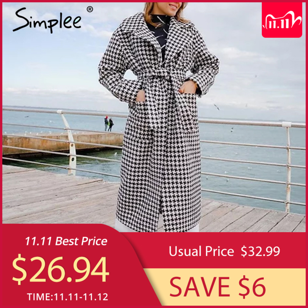 Simplee Fashion plaid wool women winter 2020 Houndstooth belt with pocket long coat Autumn warm thick tweed overcoat female, Tan;black
Simplee Fashion plaid wool women winter 2020 Houndstooth belt with pocket long coat Autumn warm thick tweed overcoat female, Tan;black
