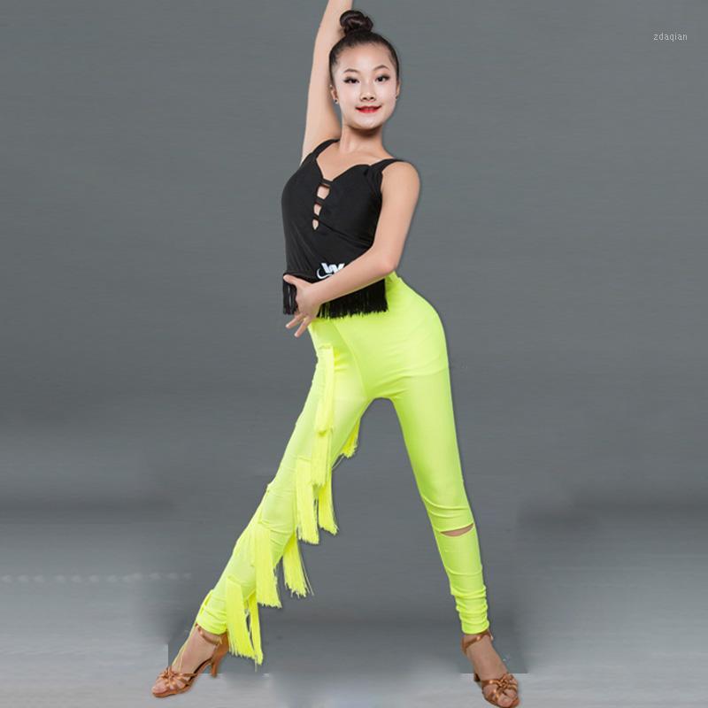 New Latin Dance Dress Girls Practice Costumes Tango Rumba Cha Cha Samba Dancing Black Tassel Vest Fluorescent Green Pants DN60121, As picture
New Latin Dance Dress Girls Practice Costumes Tango Rumba Cha Cha Samba Dancing Black Tassel Vest Fluorescent Green Pants DN60121, As picture