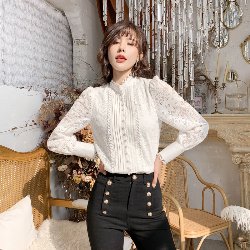 2021 New Autumn women long white shirt, office lace lady dress courtly retro female shirt QU76
2021 New Autumn women long white shirt, office lace lady dress courtly retro female shirt QU76