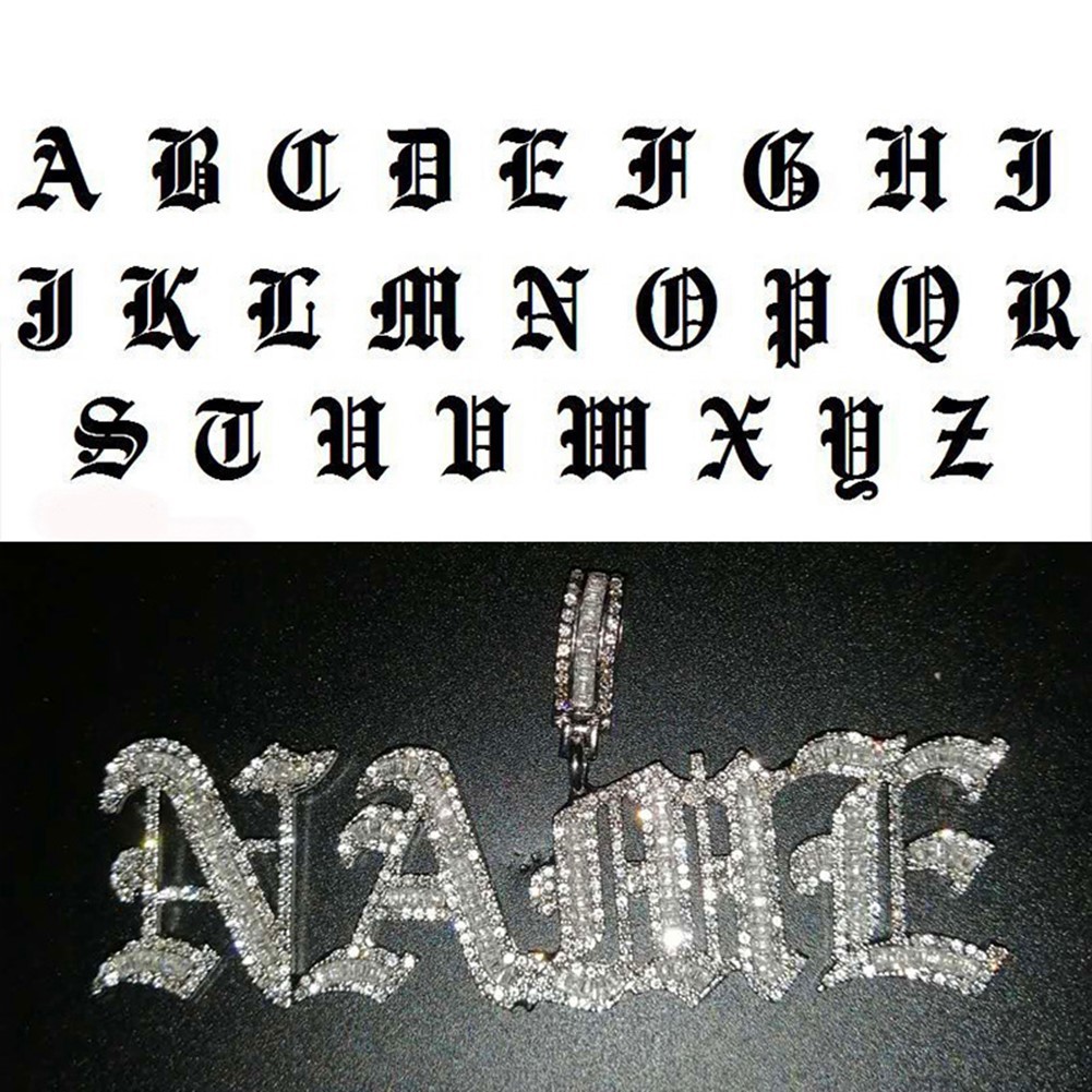 Hip Hop Custom Name Old English Gothic Font Letter Pendant Necklace Iced Out CZ Men Women Gold Silver Color Jewelry Necklaces 201014
Hip Hop Custom Name Old English Gothic Font Letter Pendant Necklace Iced Out CZ Men Women Gold Silver Color Jewelry Necklaces 201014