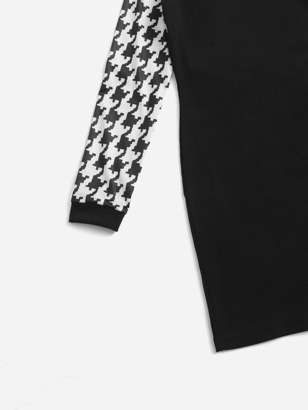 Girls 1pc Houndstooth Print Dress SHE