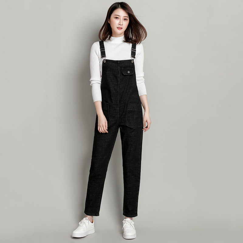 Plus Size 6XL Denim Jumpsuit Loose Boyfriend Jeans For Women Pocket Long Harem Black Jeans Women Overalls Wide Leg Rompers C5217 200930