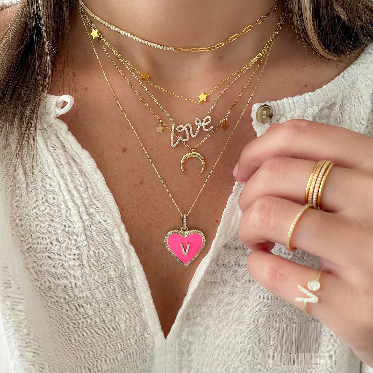 2024 new women chain adjusted size half cz tennis chain half paper clip chain simple necklaces valentines day gift