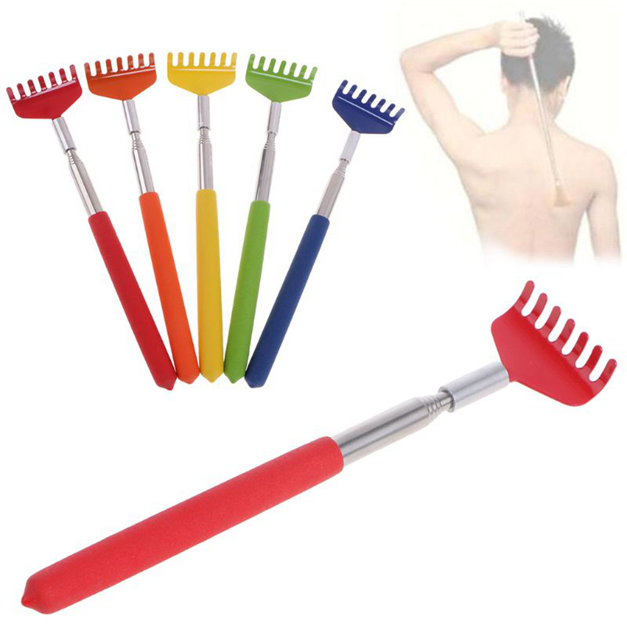 Stainless Steel Back Scratcher Telescopic Portable Adjustable Size Extend Itch Scratch Tool With Soft Grip Wholesale