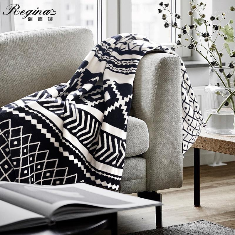 REGINA Nordic Style Blanket Classic Black White Geometric Pattern 100% Cotton Knitted Throw Blanket Home Decor Sofa Chair Cover1
REGINA Nordic Style Blanket Classic Black White Geometric Pattern 100% Cotton Knitted Throw Blanket Home Decor Sofa Chair Cover1