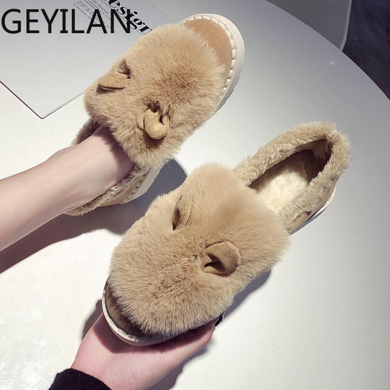 Winter Ankle Boots For Women Winter Shoes Female Snow Boots Botas Mujer Warm Small ears Women Plush Shoes Woman U11-63, Khaki