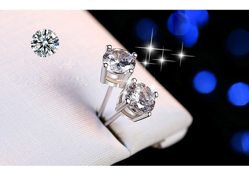 Zircon diamond stud earrings silver crystal women wedding ear rings fashion jewelry gift will and sandy