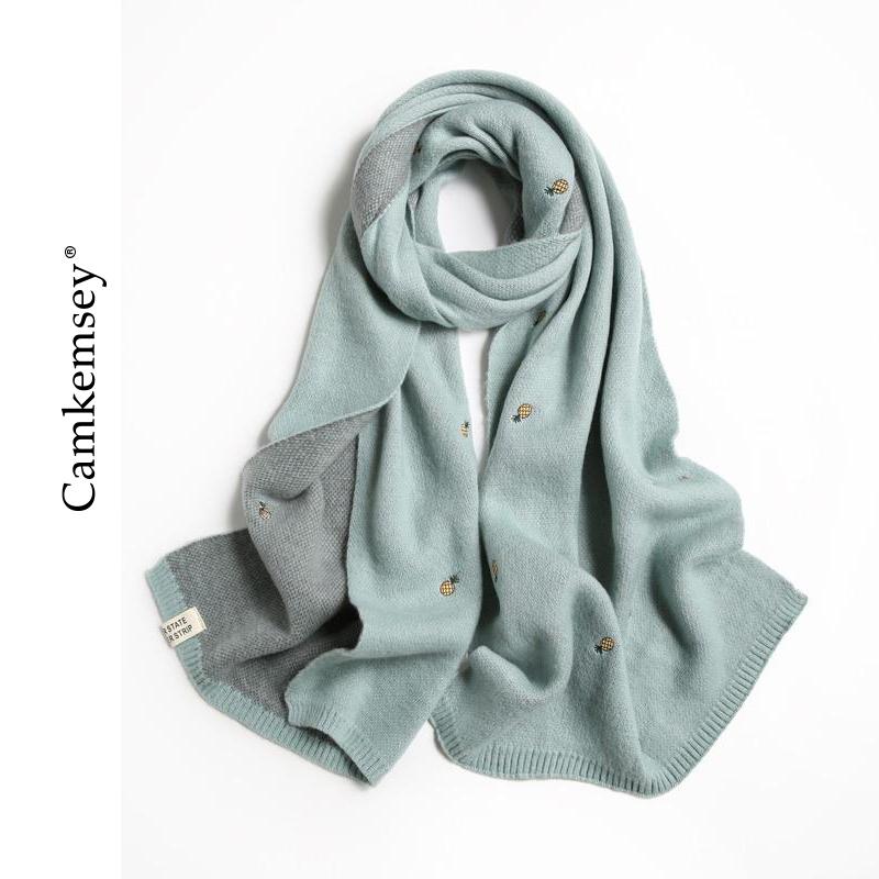 Women 2020 Winter Cashmere Scarves Thick Warm Soft Shawls Wraps Girls Cute Pineapple Embroidery Knitted Wool Long Scarf
Women 2020 Winter Cashmere Scarves Thick Warm Soft Shawls Wraps Girls Cute Pineapple Embroidery Knitted Wool Long Scarf