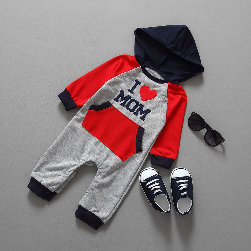 Toddler Infant Baby Boys Girls Embroidery Letter Print Hooded Romper Jumpsuit Outfits Twins Baby Romper Autumn Clothes HOOLER 201027