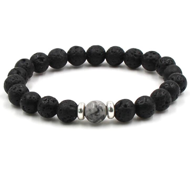 Black Natural Vocanic Rock Beaded Strand Bracelets Chakra Yoga Bracelet Essential Oil Diffuser Bracelets for Men Women Stone Hand Chain Wholesale Pric