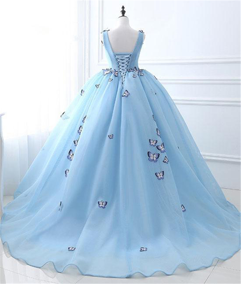 New Arrival Light Blue Quinceanera Dresses Ball Gown Beaded Appliques Sweet 16 Plus Size Long Formal Evening Prom Party Gowns QC1565