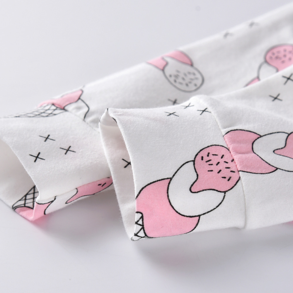 Infant born Cute Ice Cream Print Baby Girls Clothes Set Long Sleeve RomperPantsHeadband Toddler Outfits Set LJ201223