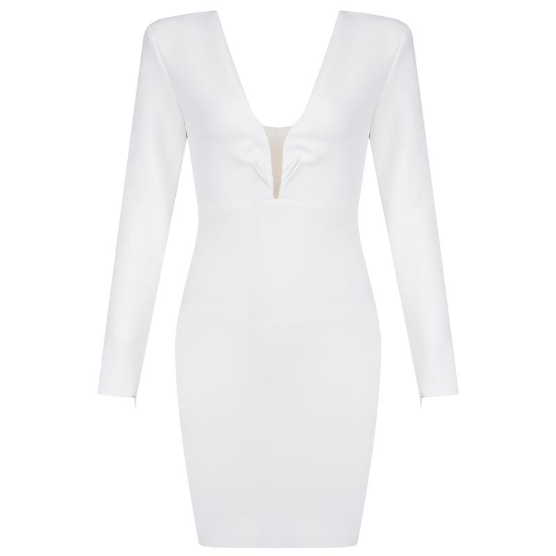 2020 Winter Style Sexy Long Sleeve V Neck Mesh White Women Bandage Dress Designer Fashion Evening Party Dress Vestido
2020 Winter Style Sexy Long Sleeve V Neck Mesh White Women Bandage Dress Designer Fashion Evening Party Dress Vestido