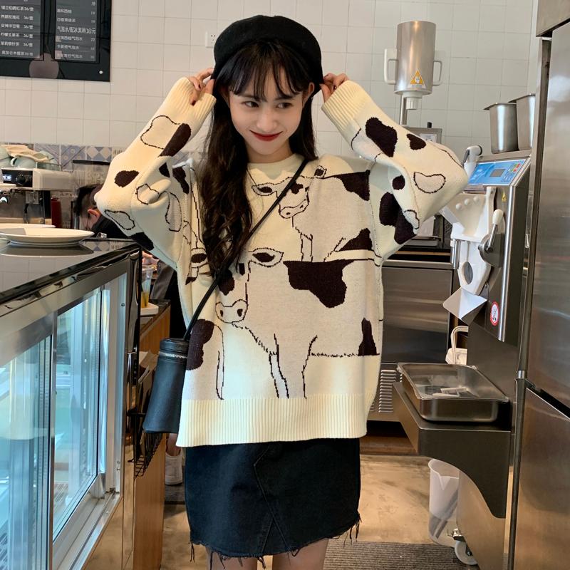 Women's Sweaters Long Sleeve Korean Casual Loose Cartoon Cow Sweater Female Harajuku Japanese Kawaii Ulzzang Crop Top Streetwear, Cf209172 white
Women's Sweaters Long Sleeve Korean Casual Loose Cartoon Cow Sweater Female Harajuku Japanese Kawaii Ulzzang Crop Top Streetwear, Cf209172 white